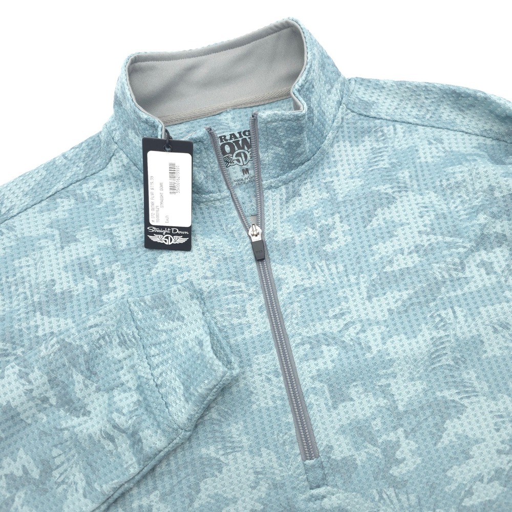 Straight Down Optic QZ Camo Golf Pullover Mens Medium Blue Gleneagles NWT
